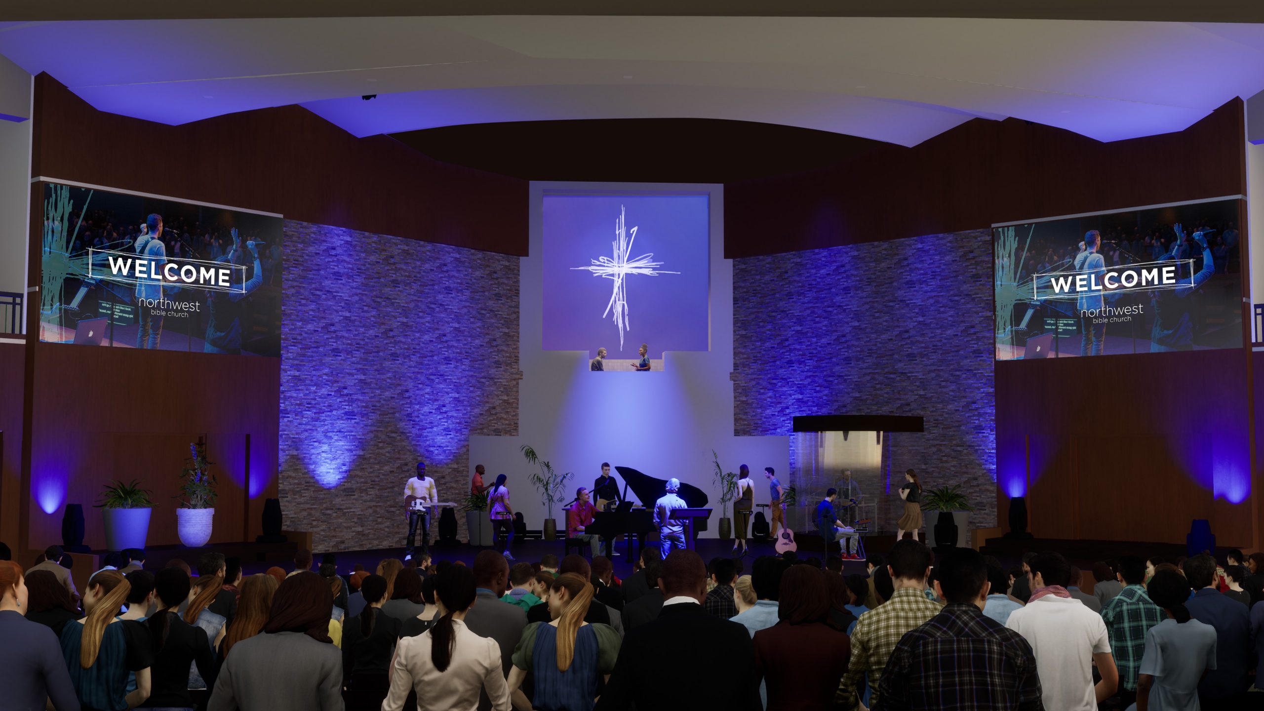 Rendering of the worship stage renovation